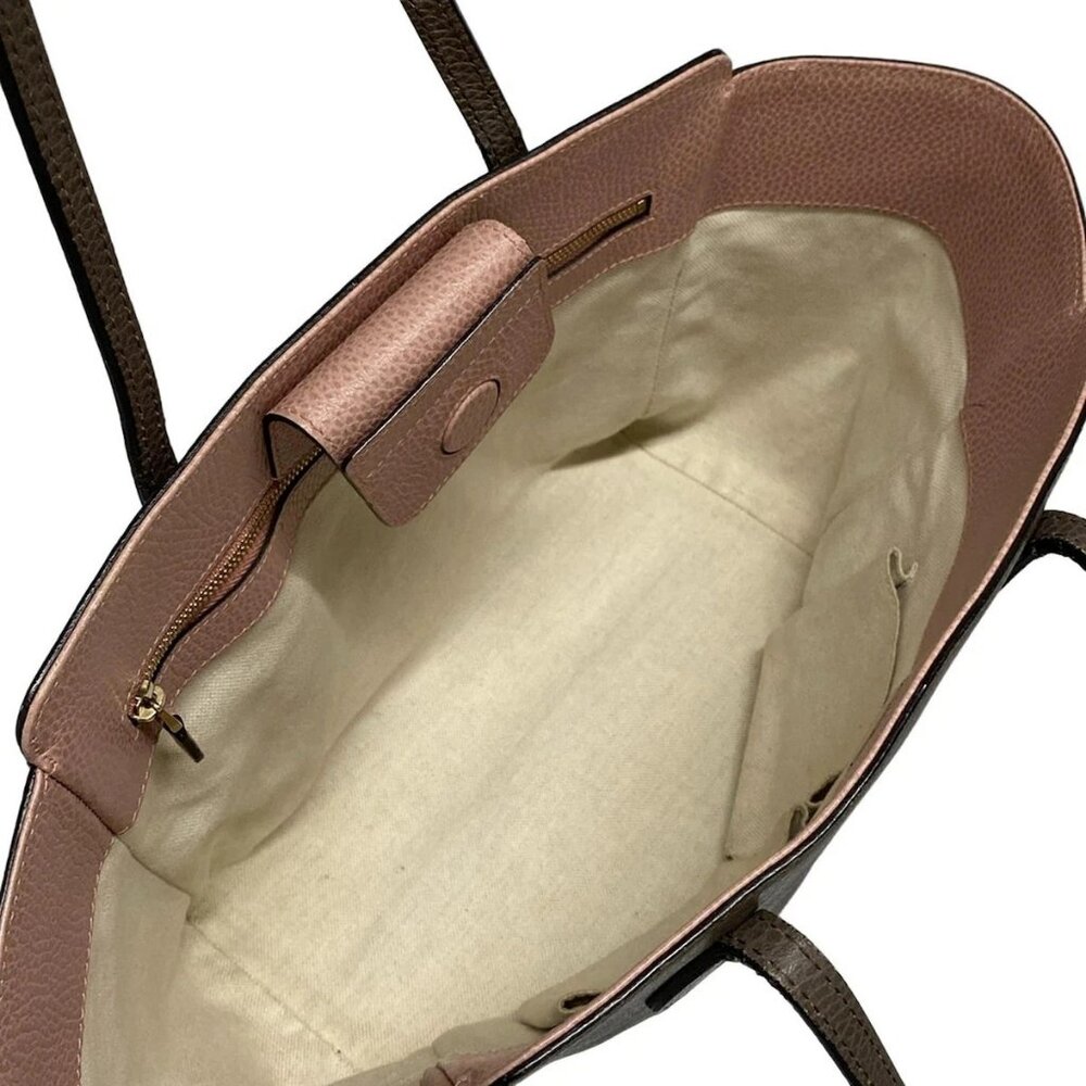 Auth GUCCI Swing 354408 Brown Pink Leather Tote Bag - Picture 10 of 16
